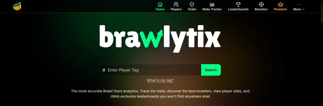 Brawlytix homepage with its player-tag search